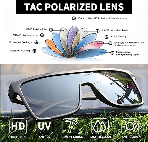 Miniatura 4 de GLINDAR Gafas de sol polarizadas para hombre gafas deportivas cuadradas de gran tamaño