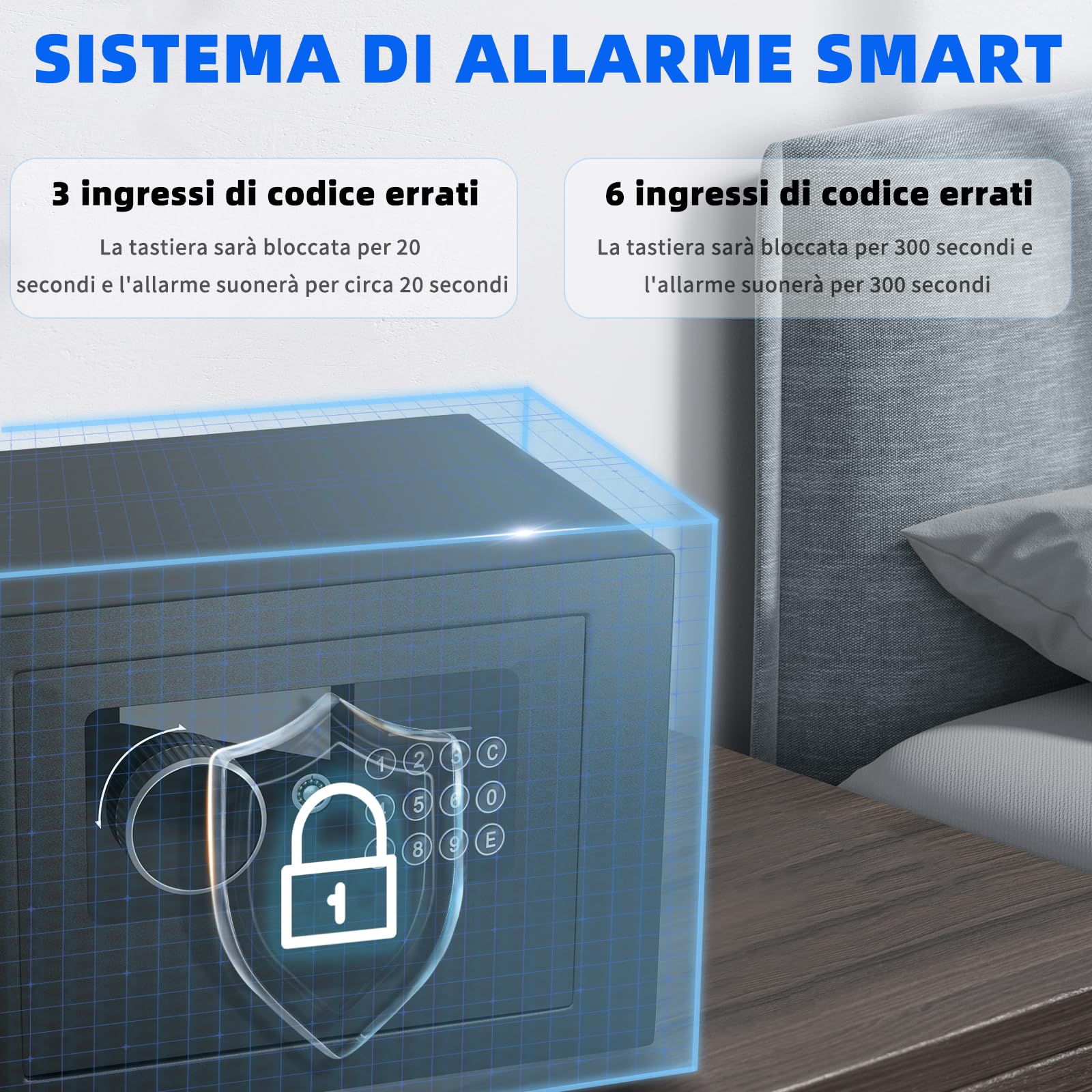 6.6L Tresor Für Zuhause, Diebstahlsicherer Elektronischer Safe Mit 2 Schlüsseln, Tresor wasserdicht, Digitaler Sicherheitsbox Für Wertsachen Wie Geldpistolen und Bargeld