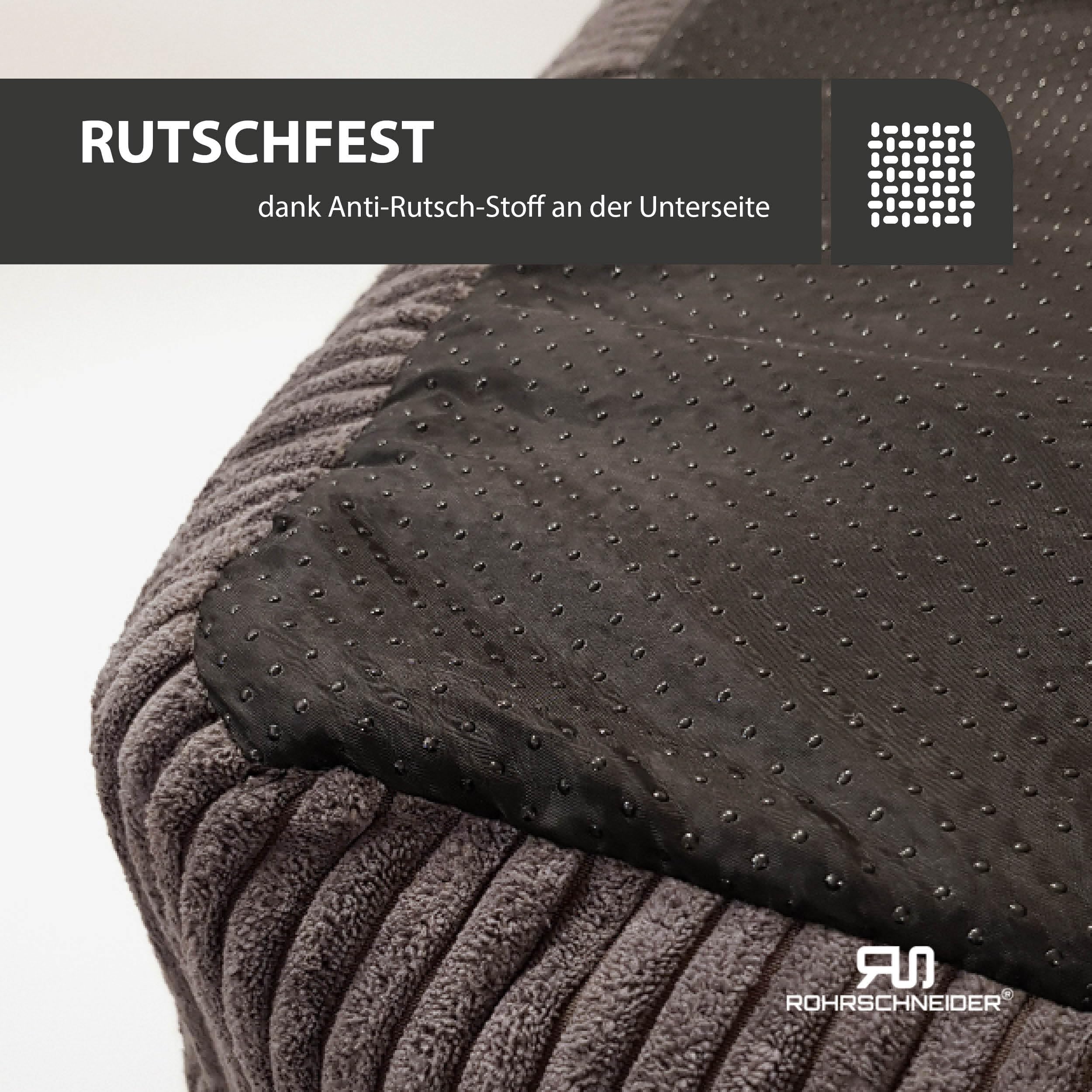 Rohrschneider Hundesofa | Hundebett aus Cord für mittelgroße und Grosse Hunde, hoher Rand, waschbar, Cordstoff aus 100% Polyester | Beige | B90 x T57 x H26 cm | inkl. 2 x Dekokissen