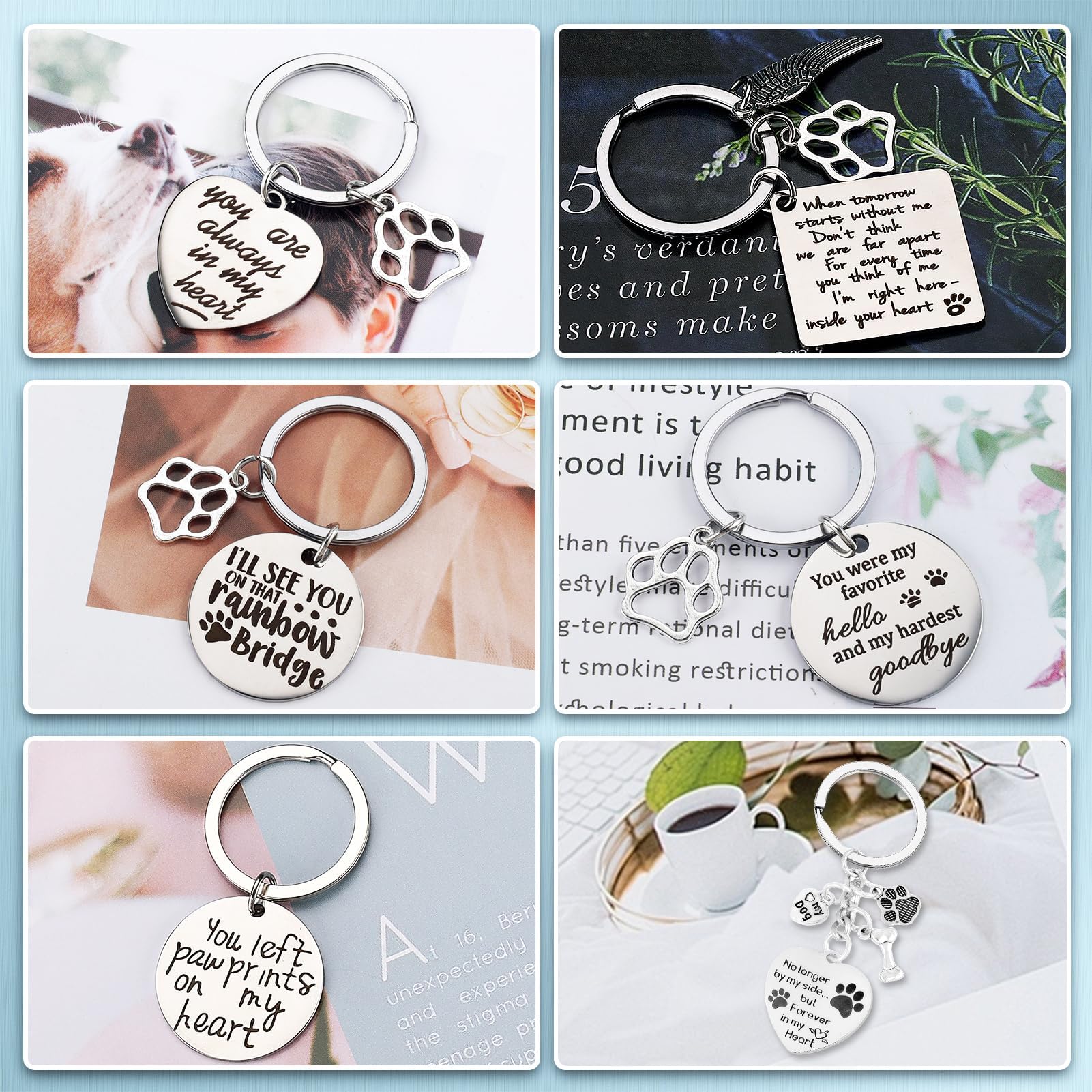 Haustier-Schlüsselanhänger, Gedenkgeschenk, lustiger Beileidsgeschenk für Männer und Frauen, Haustier-Hundeliebhaber, Erinnerungsgeschenke, 6 Stück, Größe M, 6 Stück