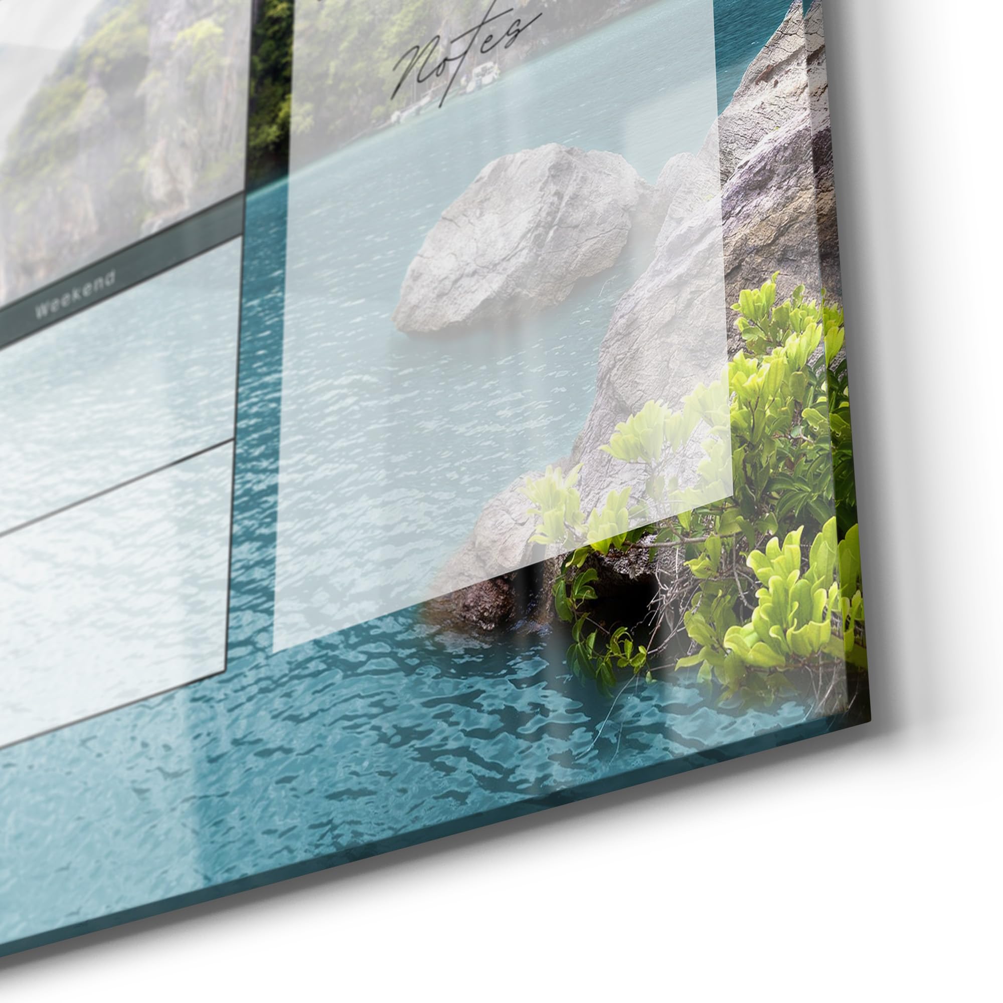DEQORI Lavagna magnetica in vetro | 90 x 60 cm | motivo "Agenda settimanale Asia (EN)" | Lavagna memo in vetro | Lavagna magnetica con magneti, penna e panno per cucina e ufficio | Lavagna magnetica e