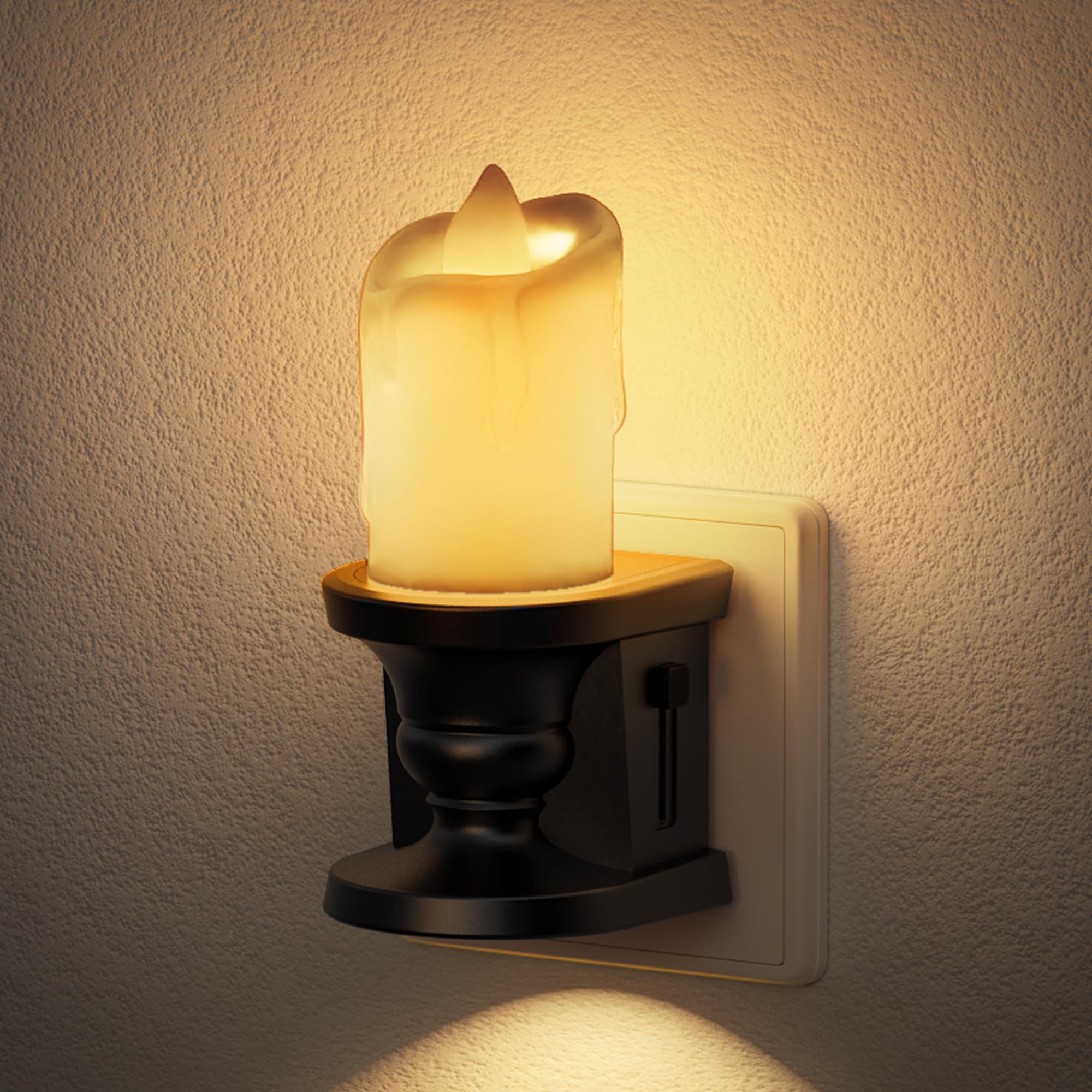 JandCase Nachtlicht, Vintage Nachtlicht Steckdose, 1 Stück 3000K Licht, Dimmbar 0–100LM mit Dämmerungssensor, LED Kerze Design Nachtlichter, für Schlafzimmer, Kinderzimmer, Flur, Treppe, Küche