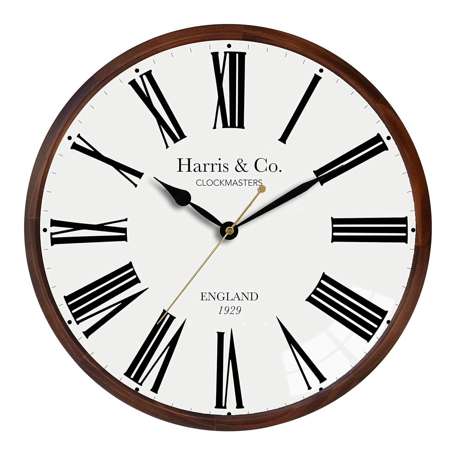 Buy HARRIS & CO. CLOCKMASTERS Luxury Wooden Frame Curved Glass Silent