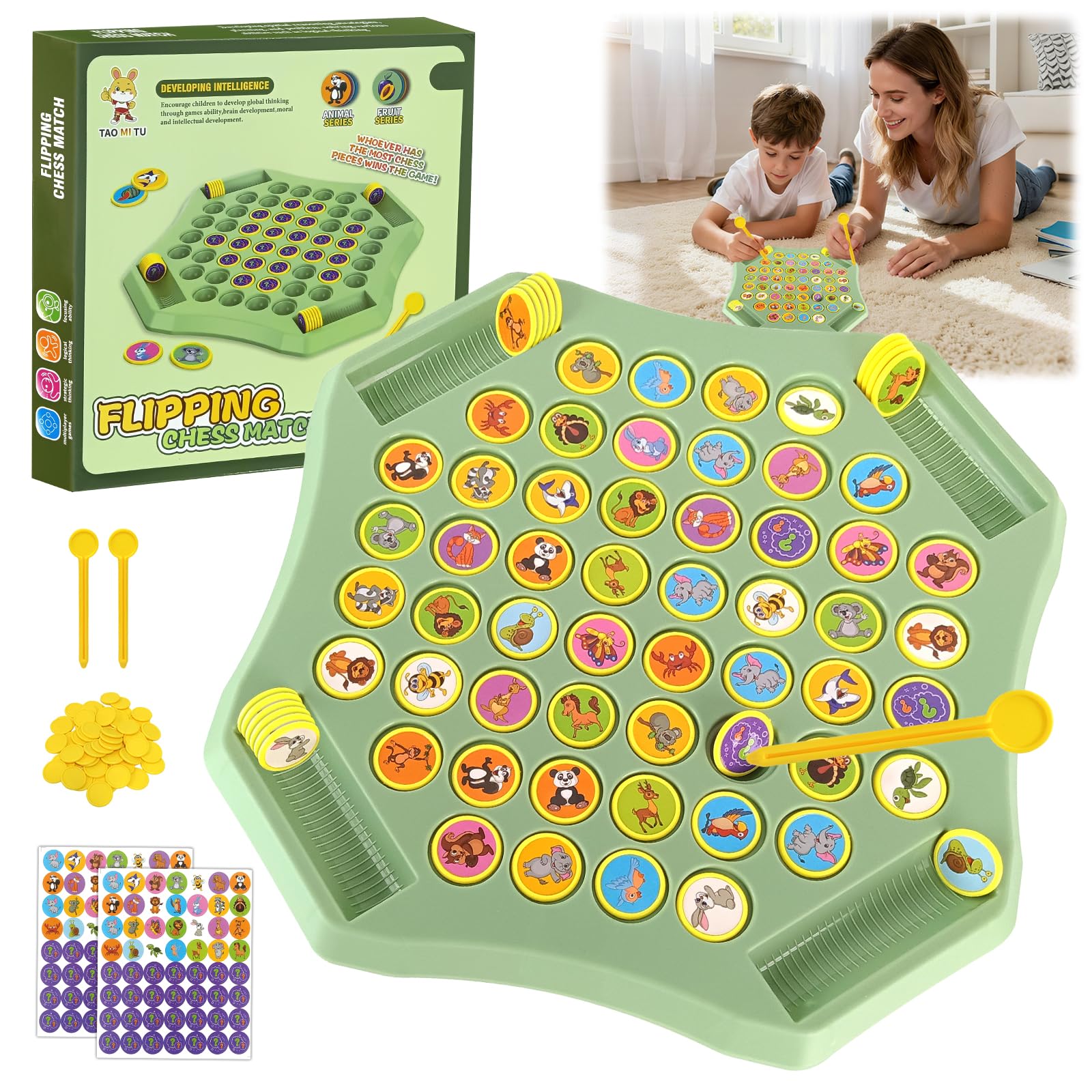 Yozexin Flip Match Board Games Matching Game Memory Game: 56 Chess Intellectual Memory Games, Educational Toy for Kids Family Game Night, Interactive Board Game for Children