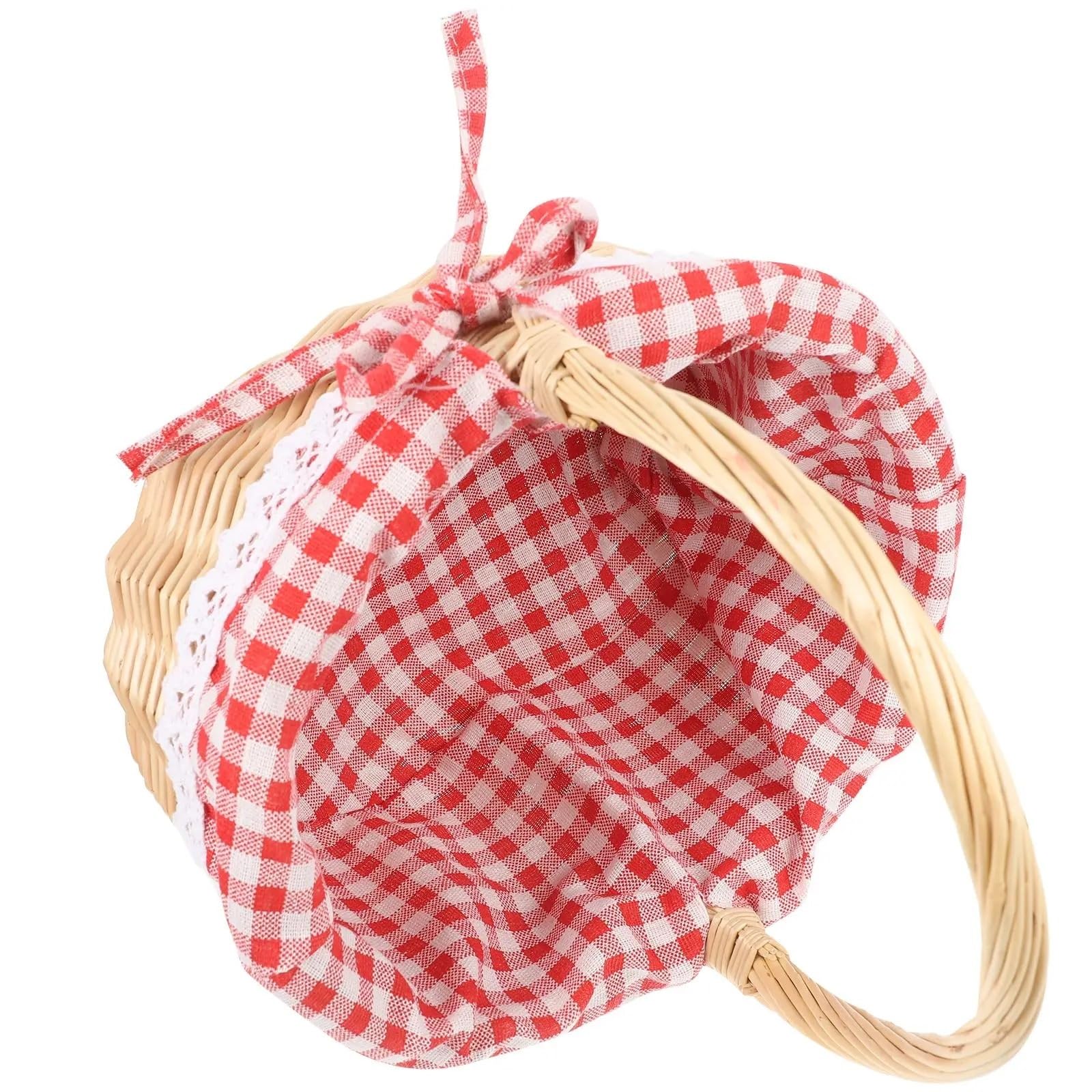 Cesta de almacenamiento para cocina y picnic, de mimbre tejido a mano.