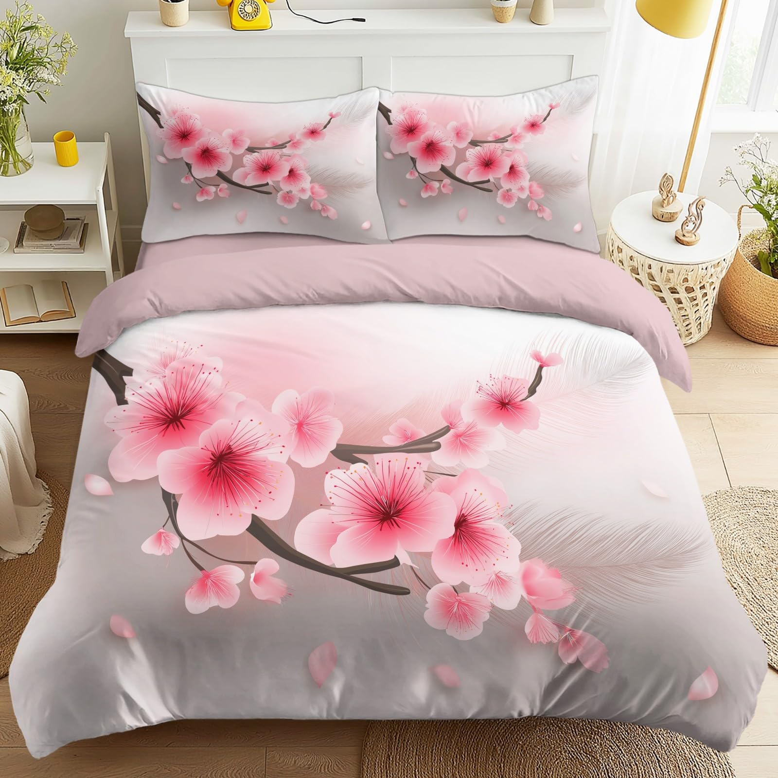 Parure de lit 2 personnes sakura pour créer une ambiance de chambre romantique