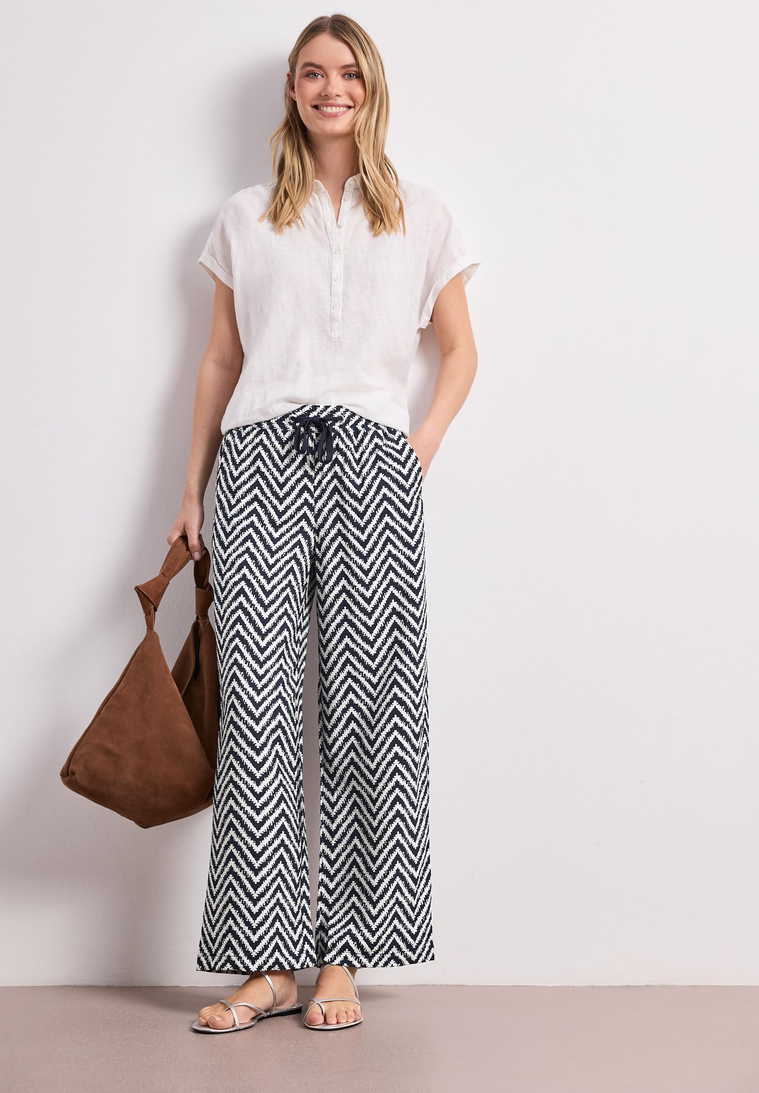 Street One Damen High Waist Wide Leg Hose im Loose Fit 3817934