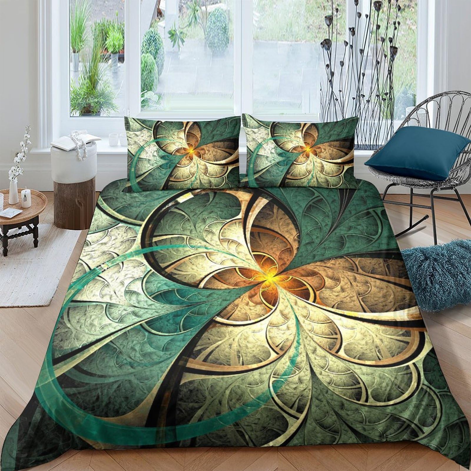 Ctjqhvkz Style-2 3D Printed Floral Spiral Fitted Sheet Microfiber Soft Decorative Abstract Petal Bed Cover For Bedroom Dorm Mattress Protection Single（135X200cm）