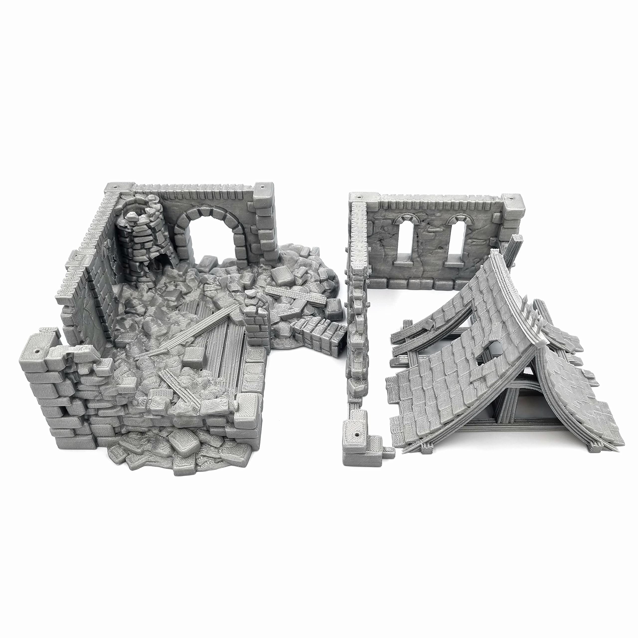 QP3D – Bâtiment médiéval en ruine de bataille – Paysage de terrain de maison fantastique pour table et RPG 28–32 mm Miniatures Wargame Props DND D&D, impression 3D et peinture