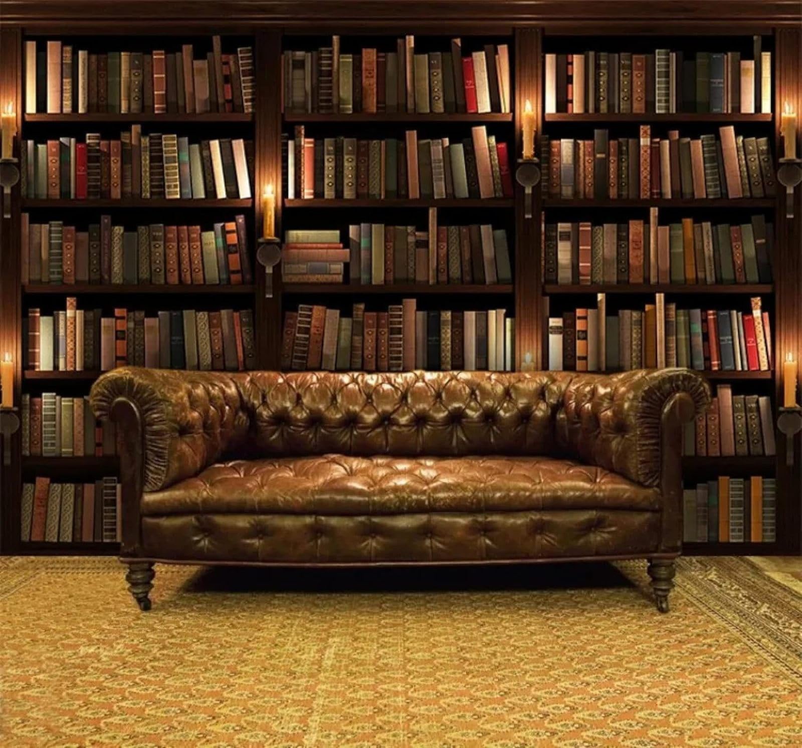 Xlming 350Cm×256Cm(B×H) Retro Nostalgic Bookshelf Books Library 3D Wallpaper Silky Texture Home Study Office Grey Dining Room Sofa Bedroom Living Room Tv Backdrop-350Cm×256Cm