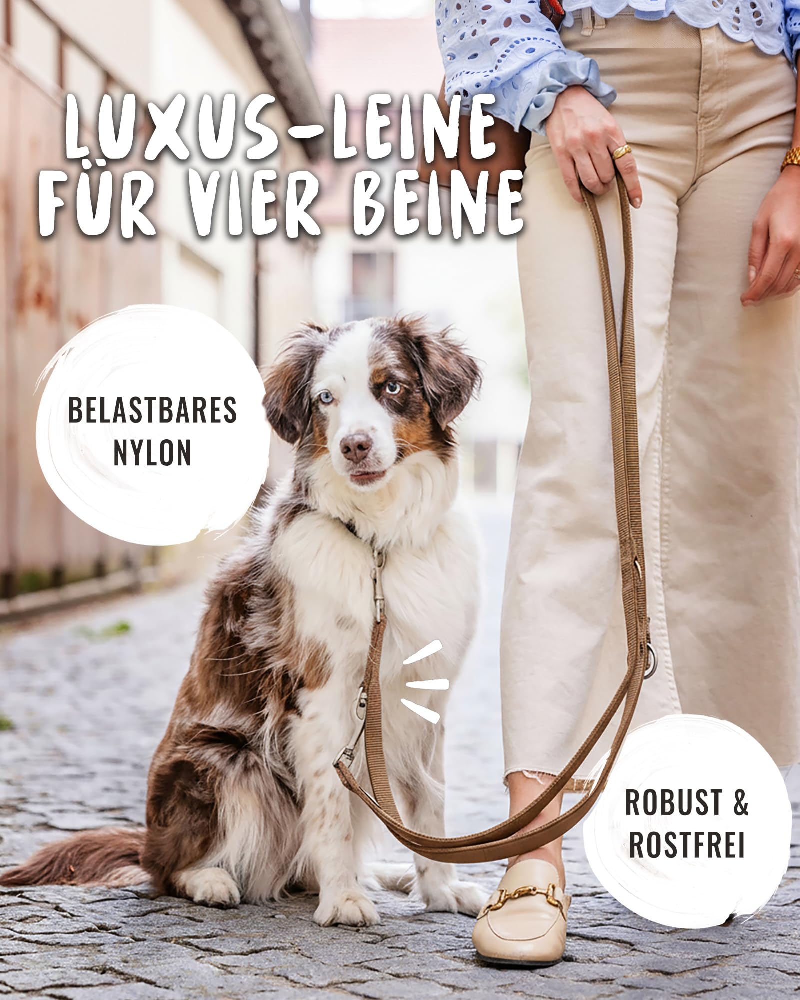 Rudelkönig Bella - Correa ajustable para perros (2,30 m, tamaño mediano y grande), color marrón