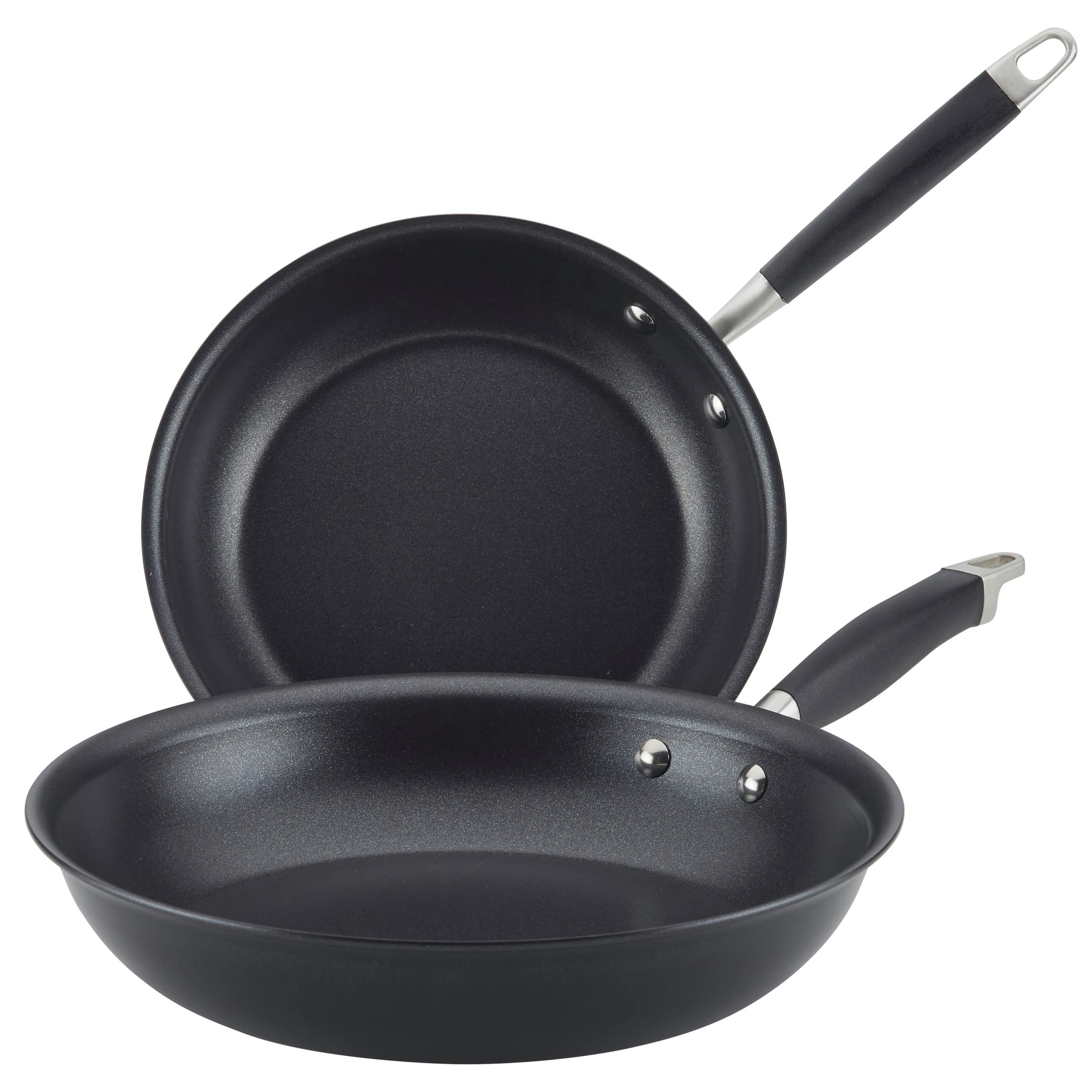 anolon advanced home hard-anodized nonstick skillets (2 piece set- 10.25-inch & 12.75-inch, onyx)