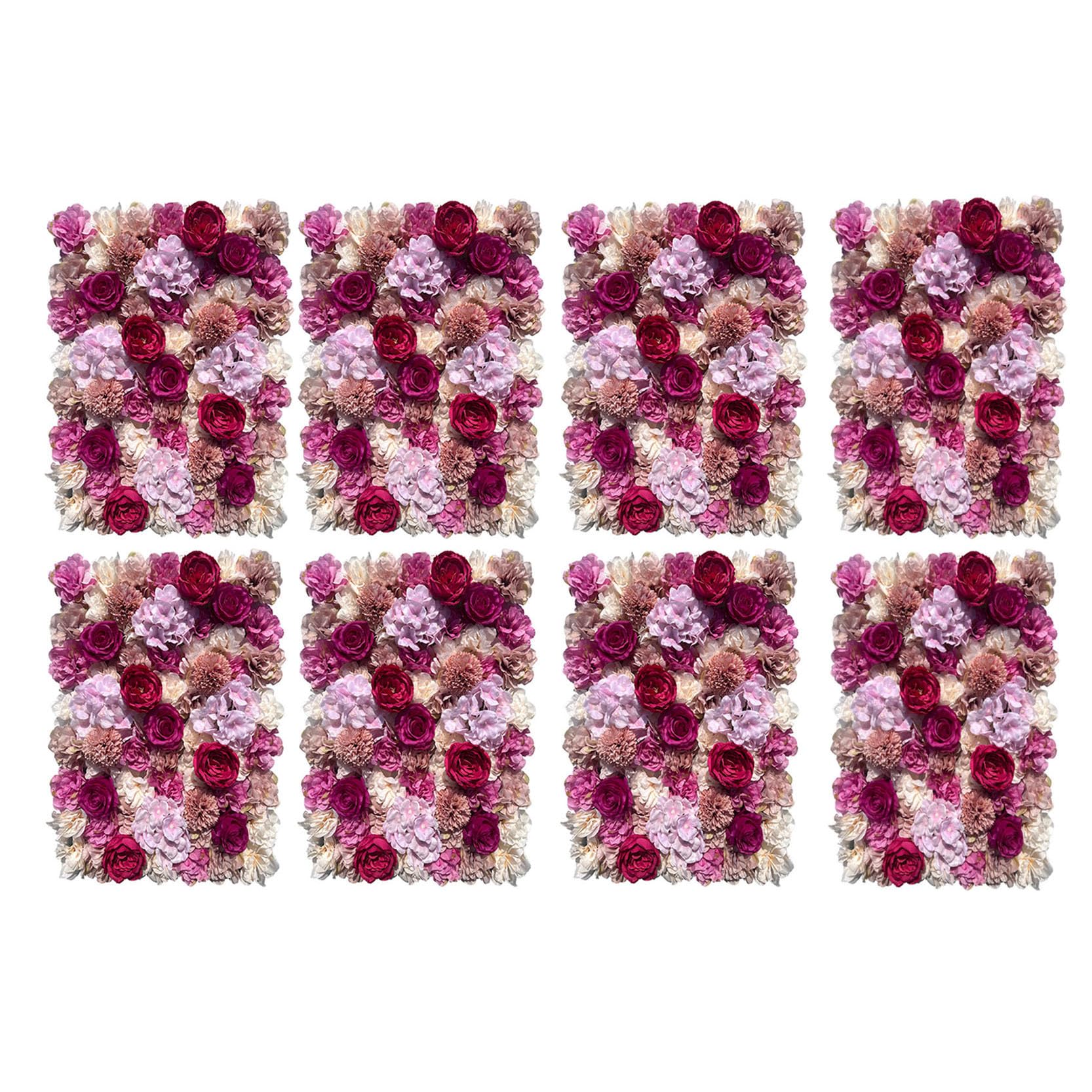 GOUZIBHD 3D Rose Wall Mat Artificial Flower Wall Panel,15.7 x 23.6 inch Fake Silk Flower Backdrop Decorative Faux Floral Panel for Photo Background Home Wedding Party(Size:8PCS)