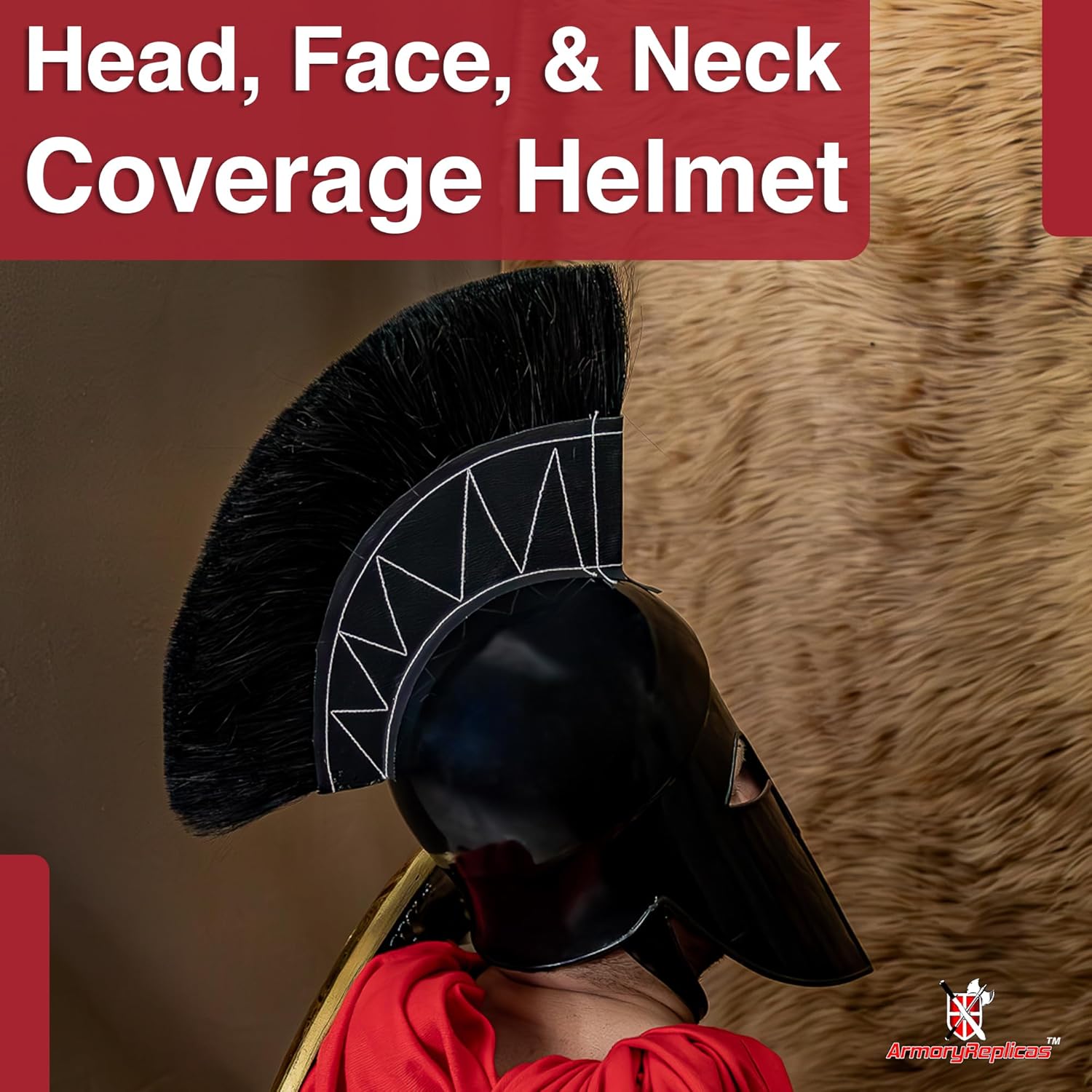 Armory Replicas™ - Dark Legionnaire Greek Corinthian Helmet - Authentic 18 Gauge Steel, Black Finish, 9-inch Natural Horse Hair Plume - Comfortable with Leather Suspension Liner