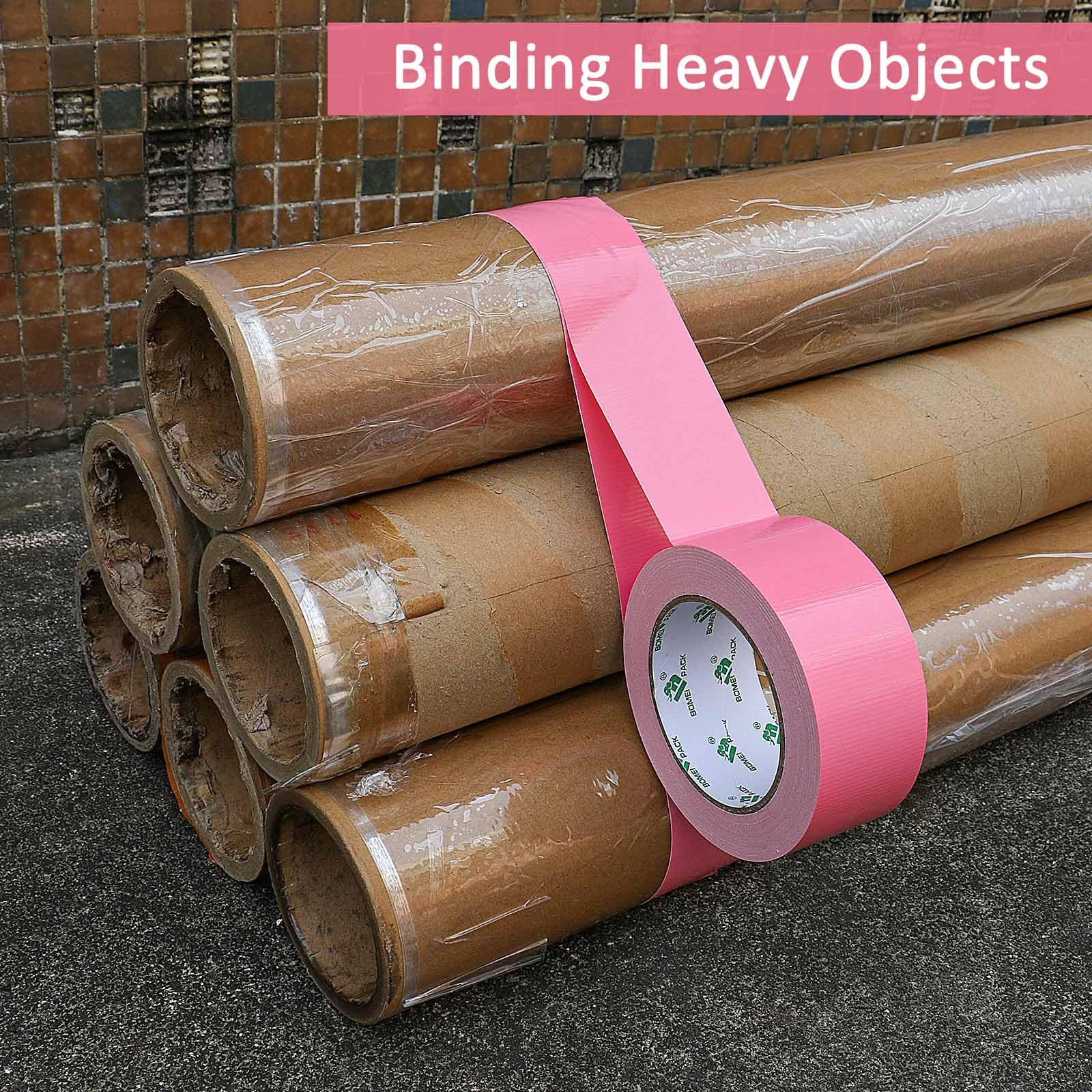 BOMEI PACK Cinta adhesiva rosa, 5 rollos de cinta adhesiva de color industrial resistente de 9 mil x 4,8 cm x 30 yardas para embalaje y reparación