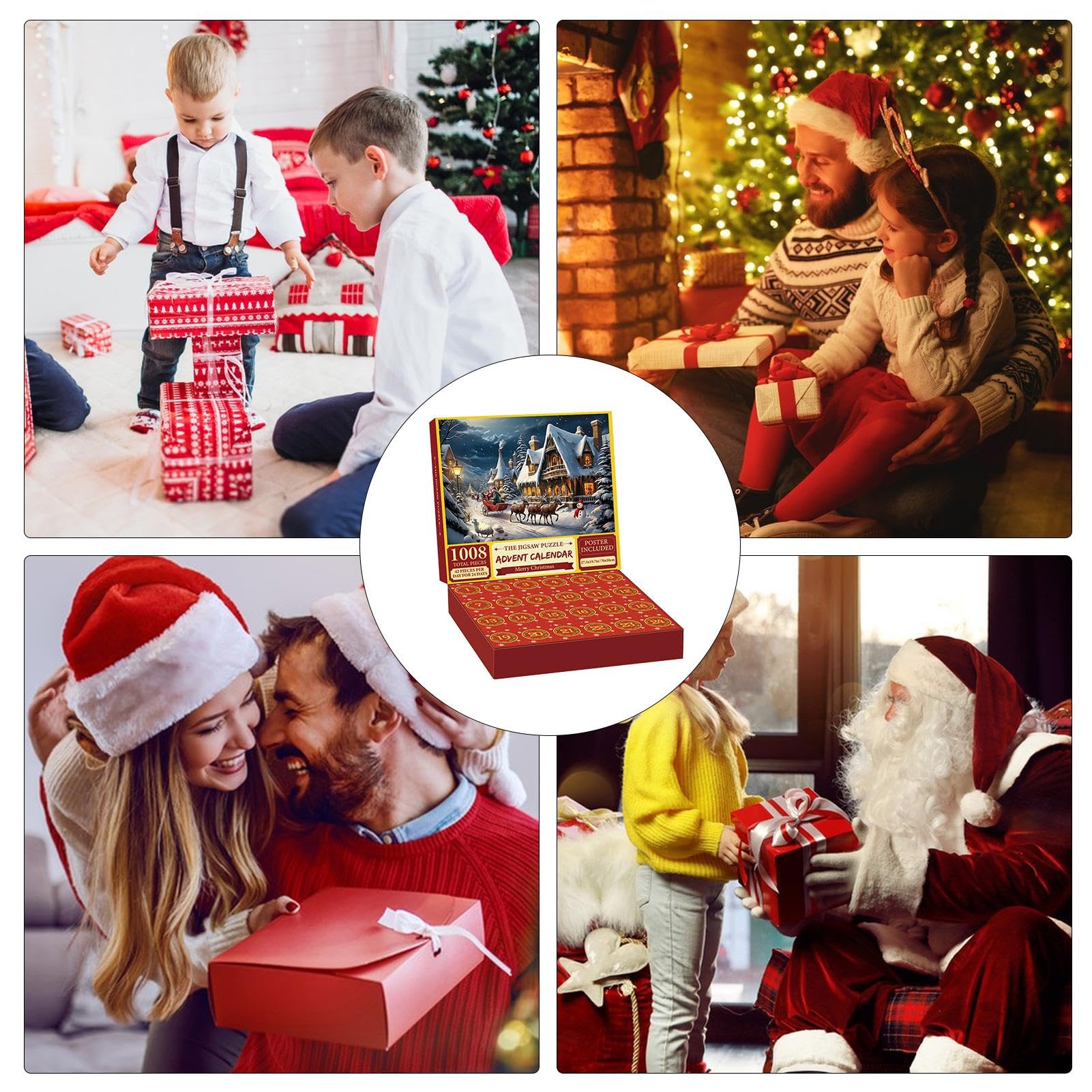 Calendrier de l'Avent 2024, puzzle de Noël, calendrier de l'Avent 1008 pièces, compte à