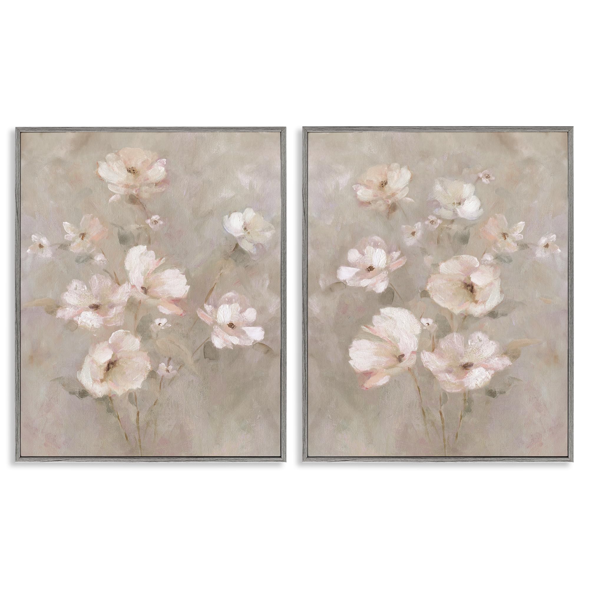 Stupell Industries Blush Cherry Blossom Bouquet_v1 'Arranged Blush Blossoms', 2Pc Framed Giclee Art Set 2, Gray, 24 X 30 Inches, Easy To Hang And Sturdy, Made In Usa, By Carol Robinson
