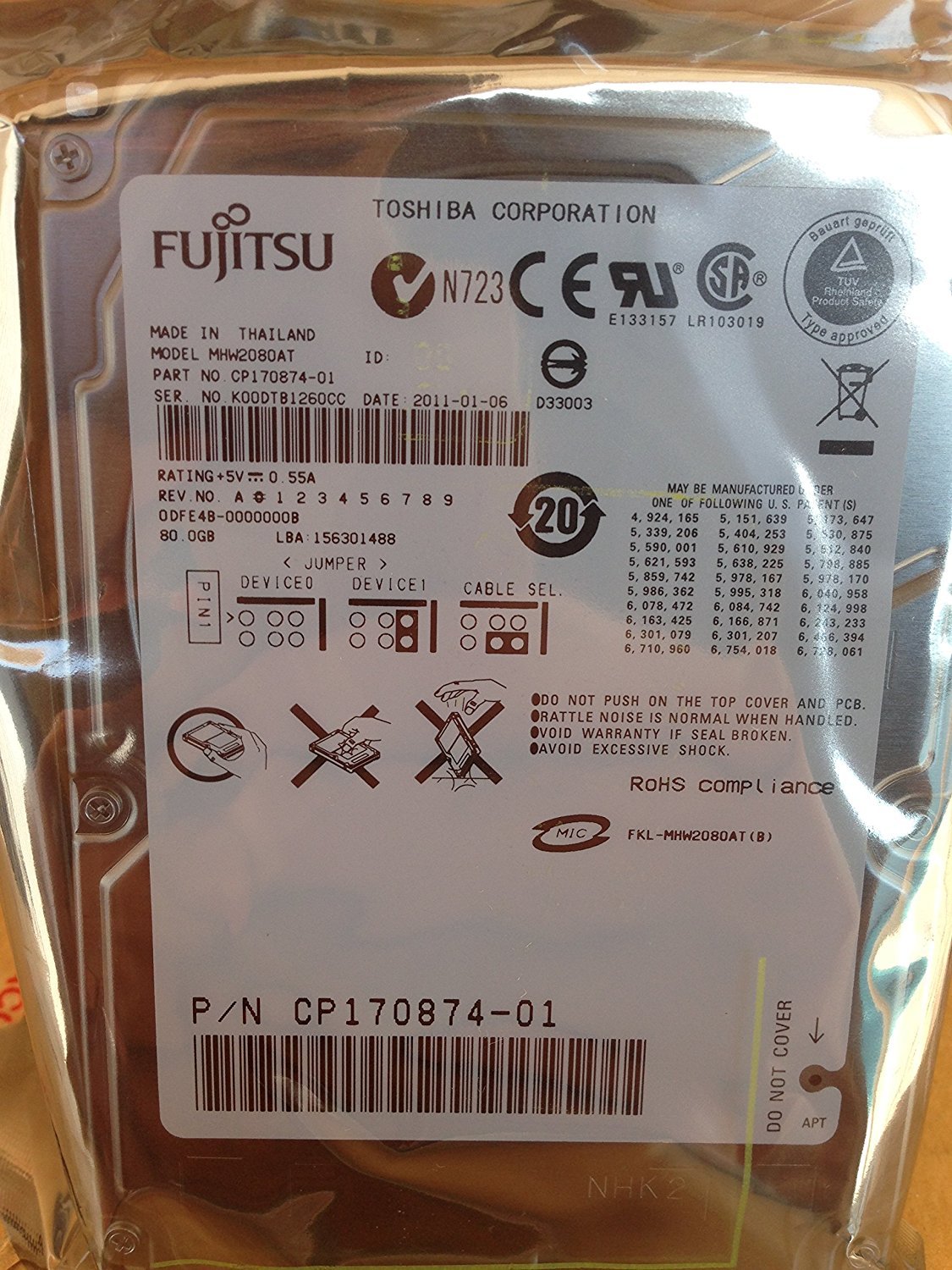 Fujitsu MHW2080AT 80GB UDMA 100 4200RPM 8MB 2 5 IDE Hard Drive