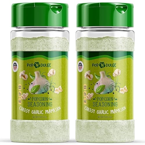 Condimento para palomitas de maíz, queso ajo, parmesano, sabor gourmet, paquete variado, 2.5 onzas (paquete de 2) suministros para la noche de cine