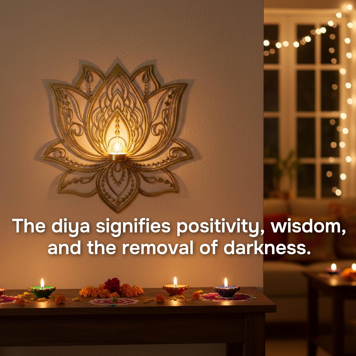 Wall Hanging Lotus Candle Stand – Elegant Metal Lotus Design for Tealight & Votive Candles | Stunning Home Décor Accent for Living Rooms, Bedrooms, and Meditation Spaces