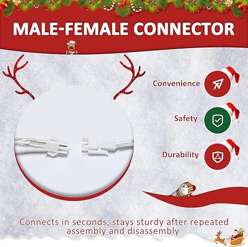 Miniatura 9 de Juego familiar de renos iluminados de 4.5 pies para decoración de Navidad, 3 piezas de decoración navideña de ciervos iridiscentes preiluminados con