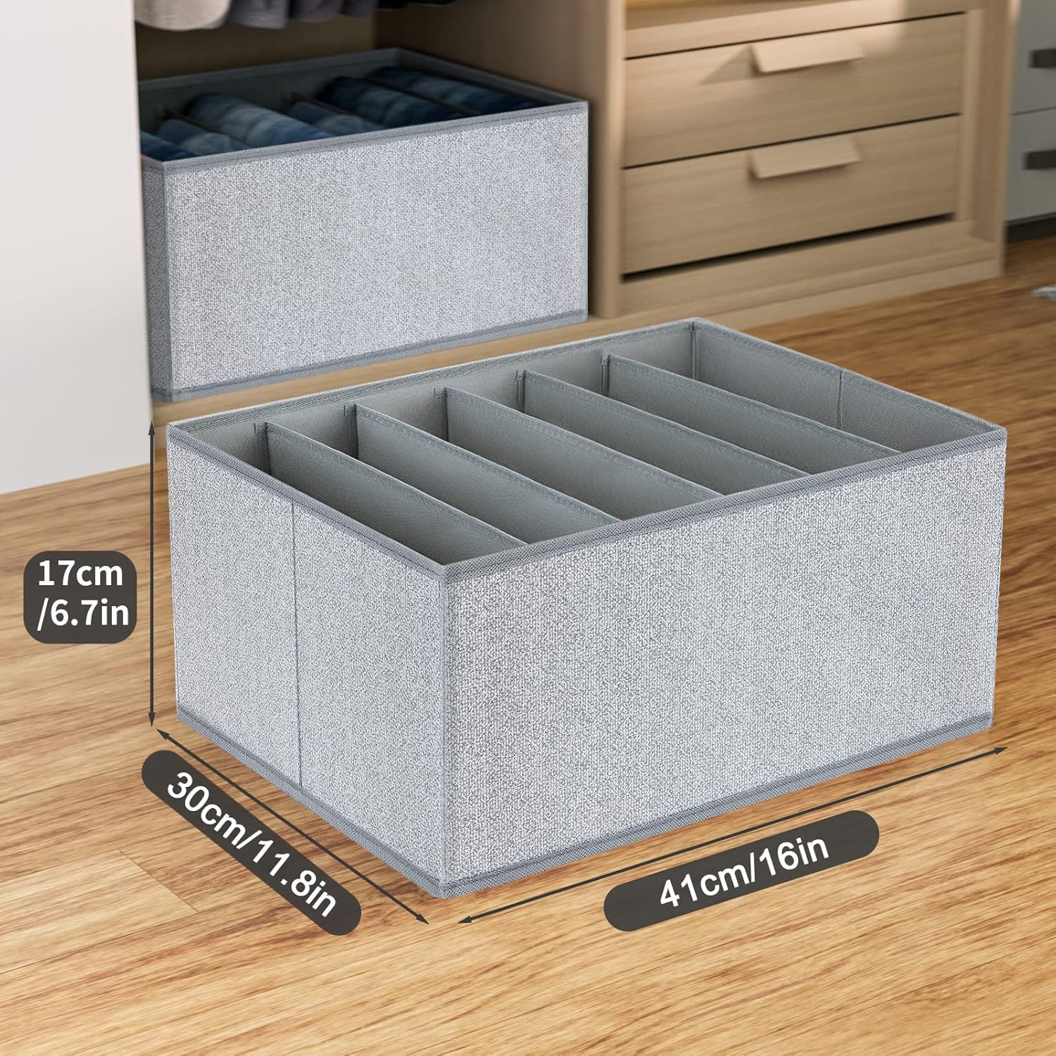 Organizer Pieghevole Per Armadio E Cassetti - 5 Scomparti Con Inserti Rigidi - 32x30x11 Cm (Confezione Da 4)