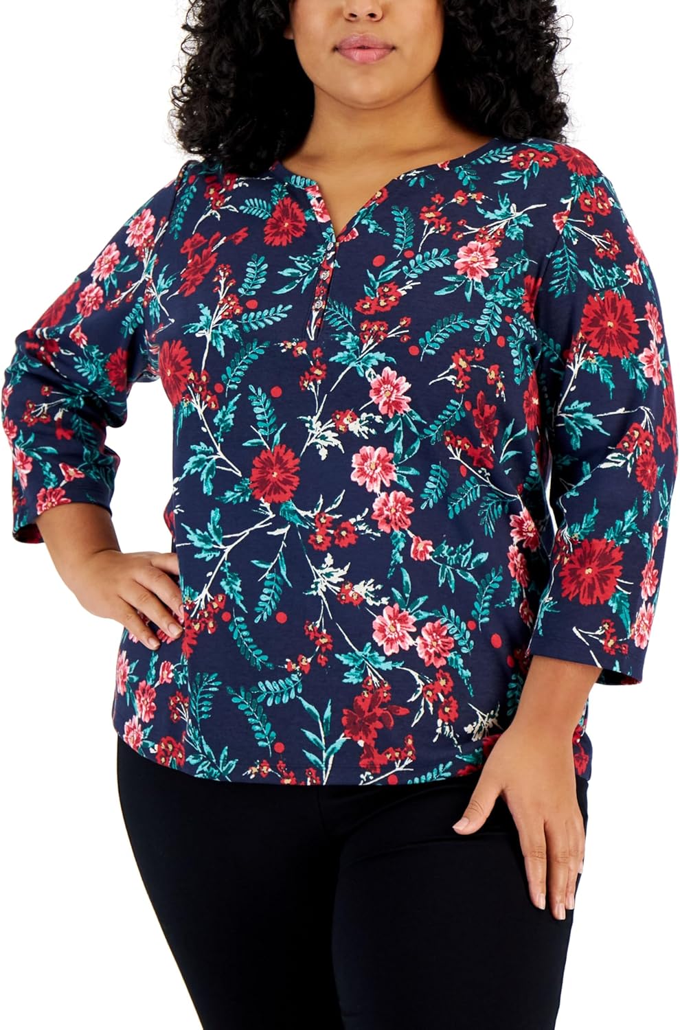 Karen S Plus Size Floral Print Top
