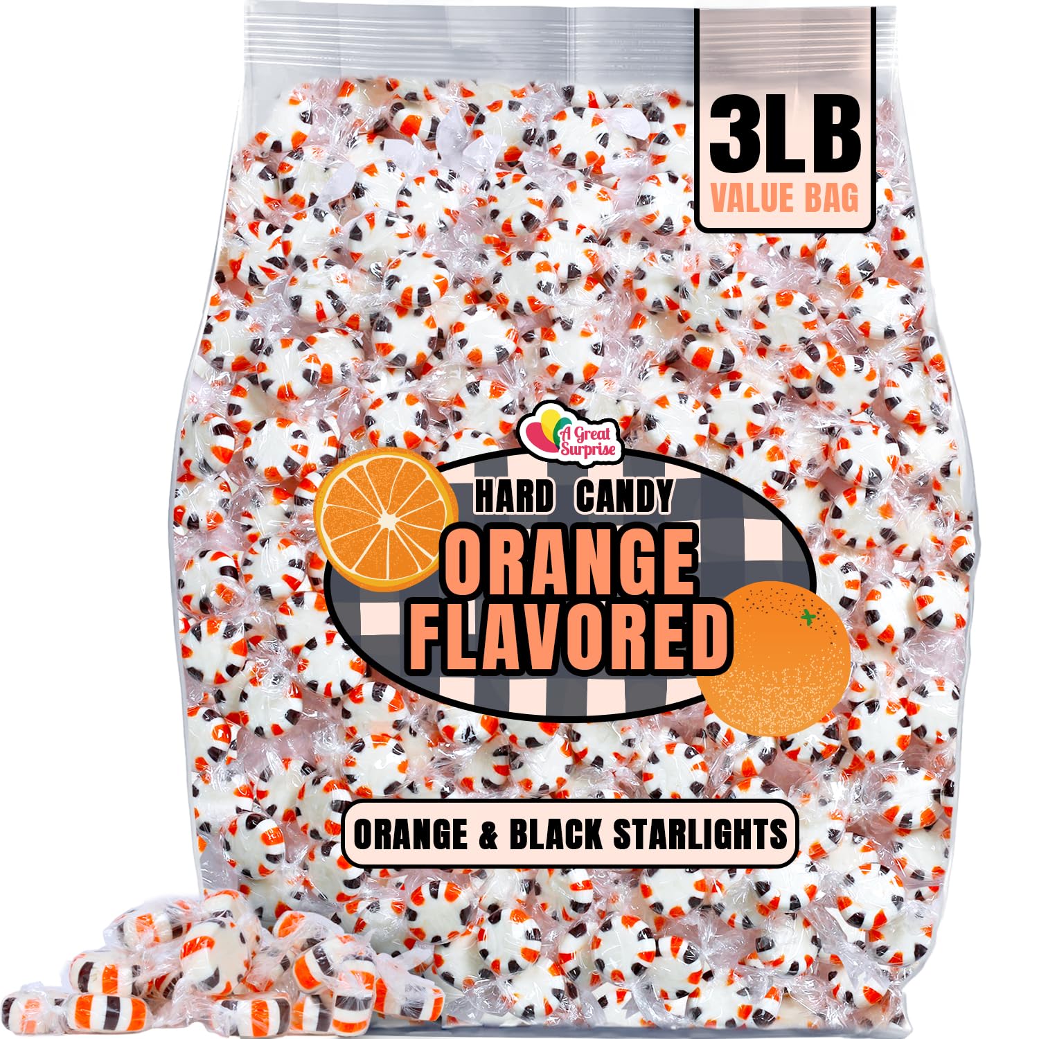 Orange and Black Halloween Candies - 3 Pounds - Bulk Fall Themed Candies - Orange Fruit Flavored Suckers