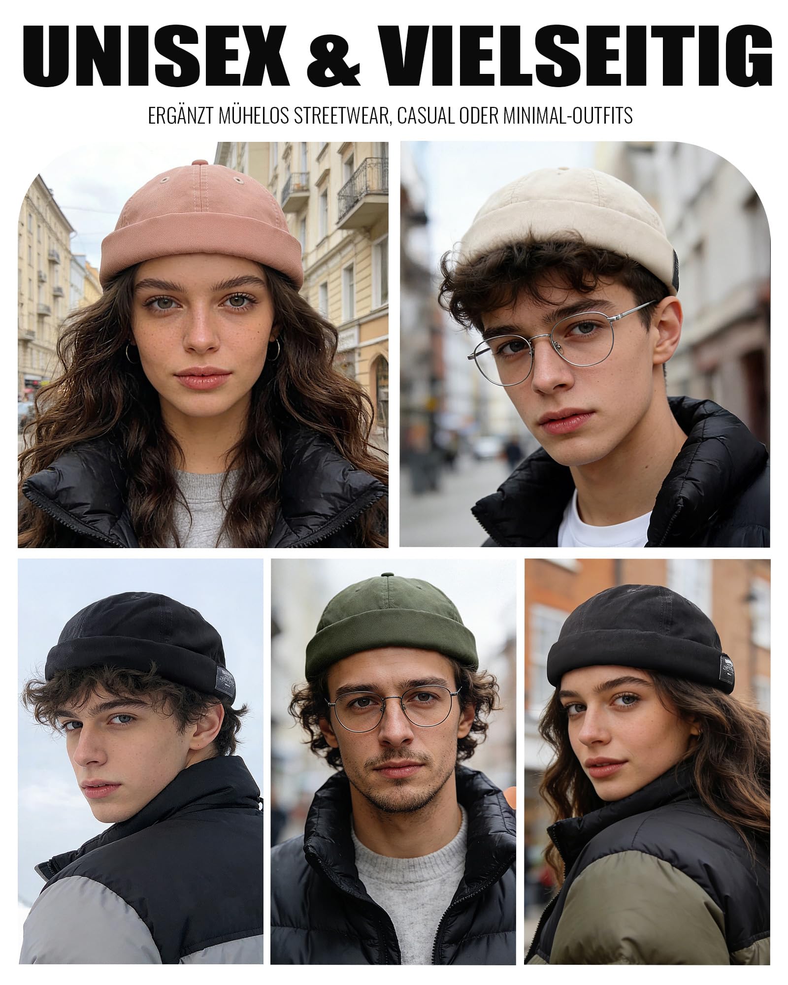 Clakllie Cotton Docker Cap Marynarska Portowa Oryginalna Męska Letnia Kryjąca Bez Daszka Zwijana Unisex, H-GD30-Zielony, Rozmiar Uniwersalny