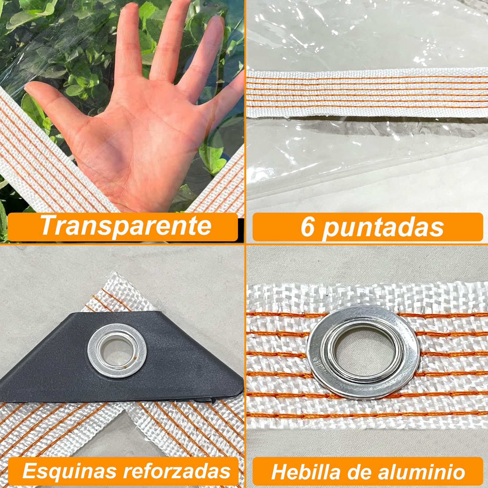 BeGrit Lona Transparente con Ojales Lona Impermeable con Cuerda Lona Protectora de PVC para balcón jardín Exterior Invernadero Terraza Plantas Muebles Pérgola 2x2m