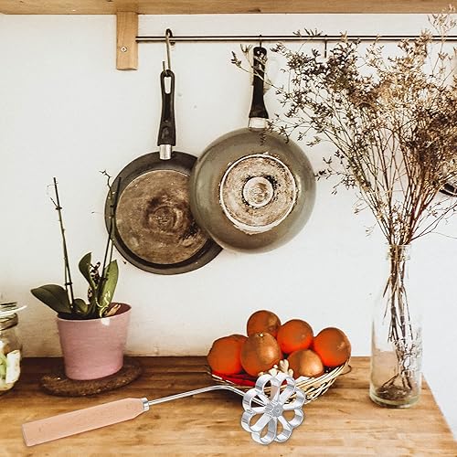 Miniatura 8 de Gofre de aluminio con roseta sueca con mango de madera, impresión creativa de tartas para galletas de roseta Bunuelos (patrón de flores)