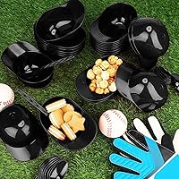Vista 3 de Tanlade Juego de 100 cuencos para casco de béisbol con cucharas de 8 onzas, mini helado, postre y gorra de béisbol, cuencos de plástico para casco