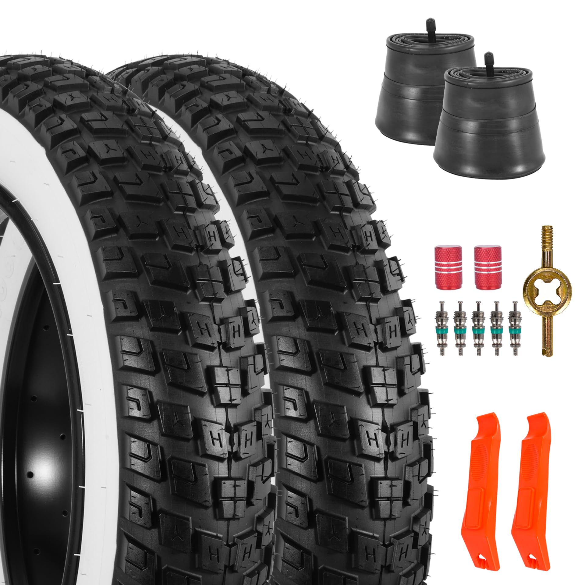 2-Pack 20x4.5 Fat Tire Tube, Mountain Bike Tires & Tubes (UK) (Black&White)