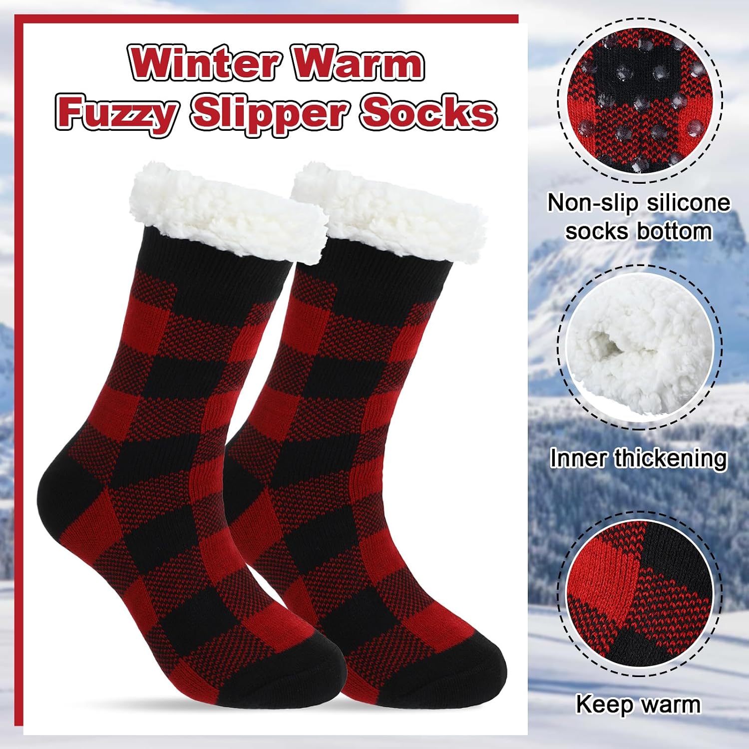 Handepo 4 Pcs Winter Plaid Trapper Hat with Gloves Scarf Socks Set for Women Men Warm Lumberjack Hat Gift Set