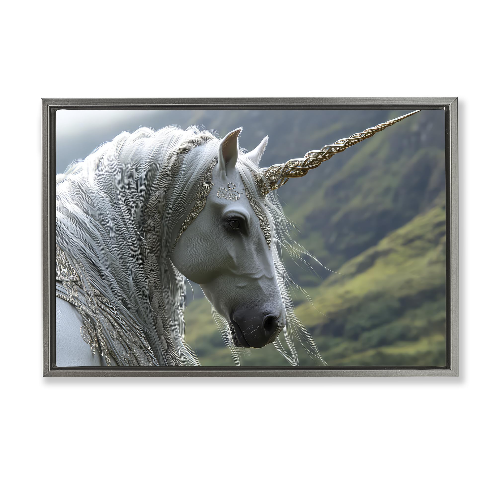 'Celtic Unicorn Braided Mane'| Floating Frame Canvas Art