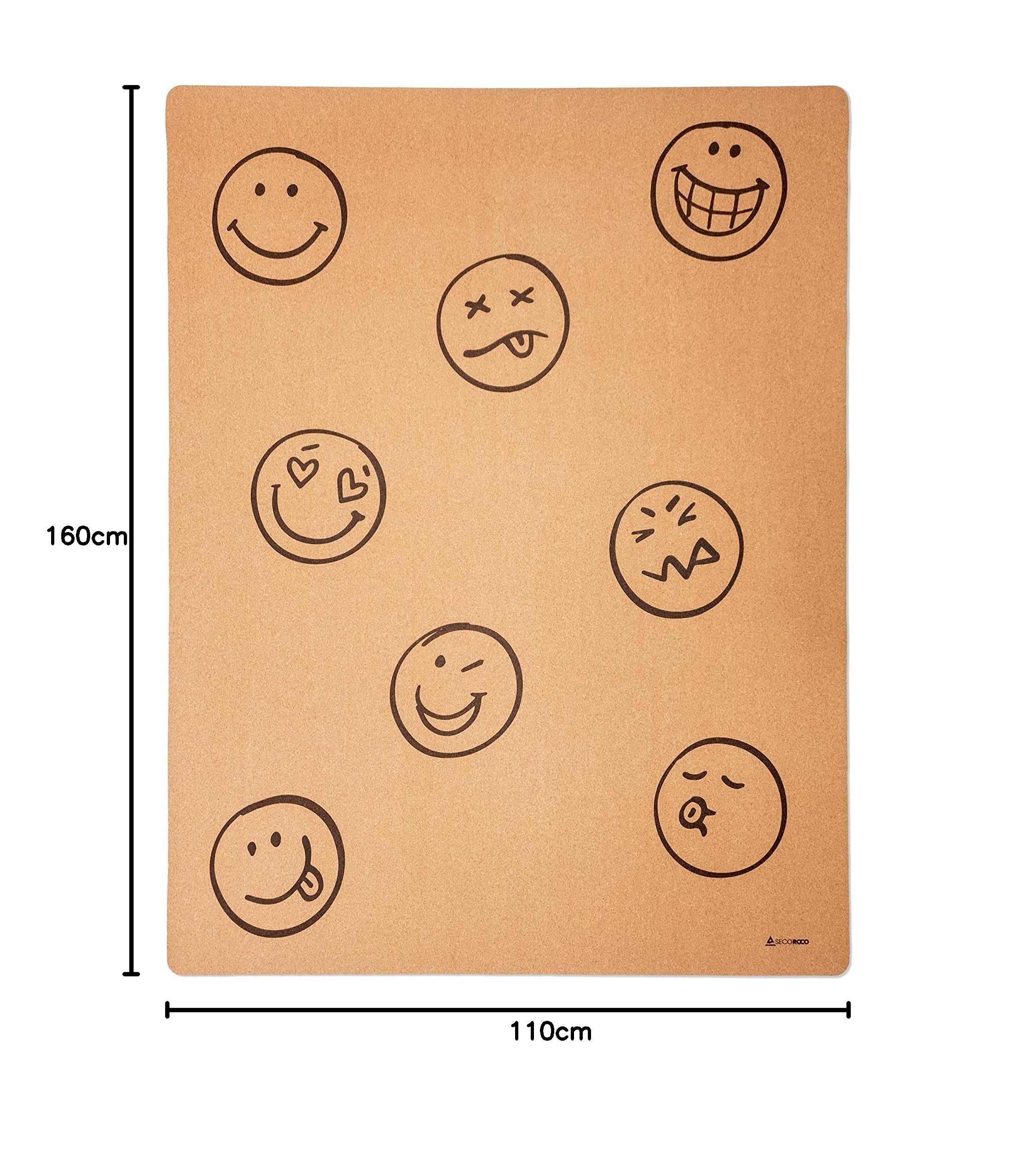 Mata do zabawy wykonana z korka. Mata do raczkowania bez substancji szkodliwych dla niemowląt i dzieci. Smileys 160 x 110 cm
