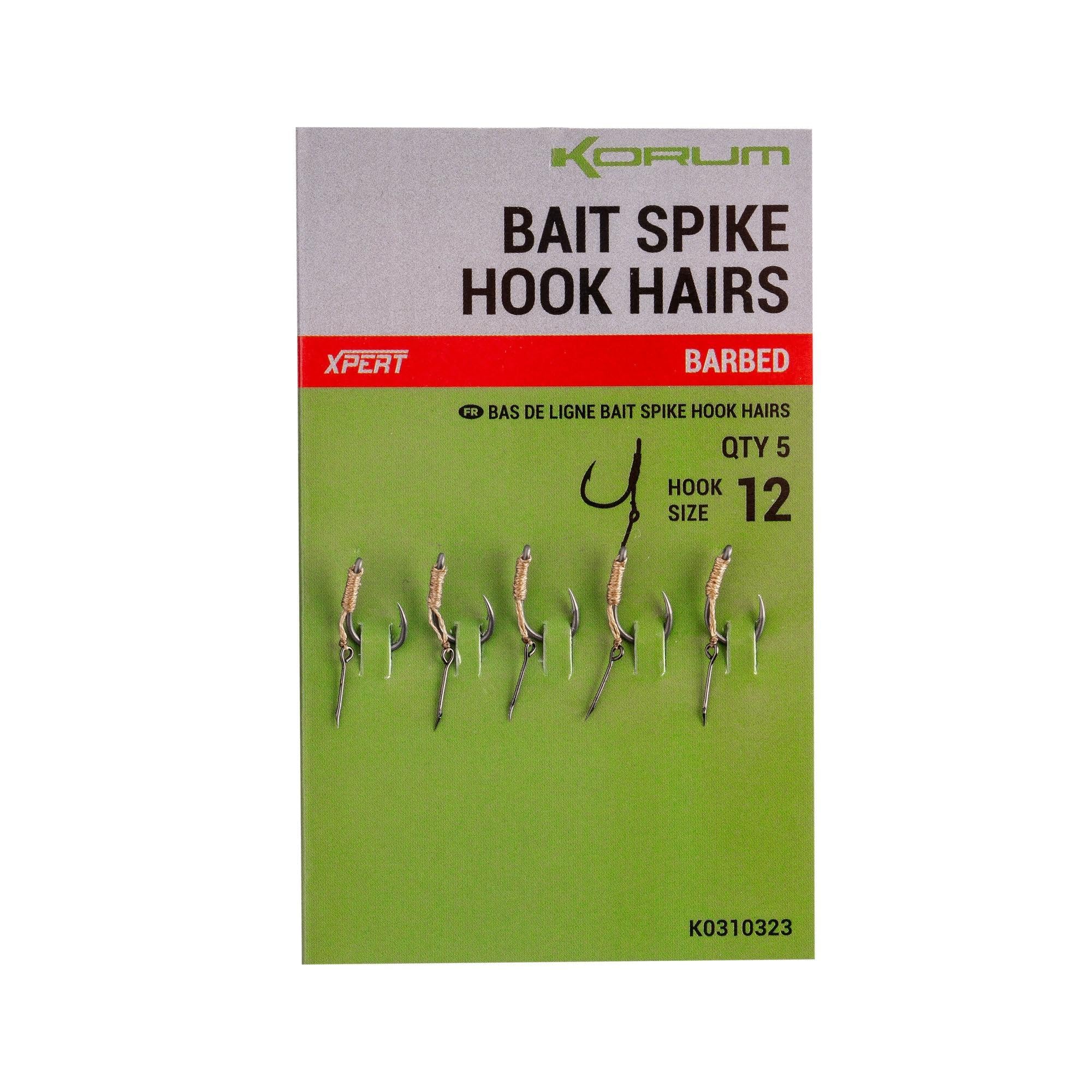 Korum Bait Spike Hook Hairs Barbed Qty 5 (Size 12)
