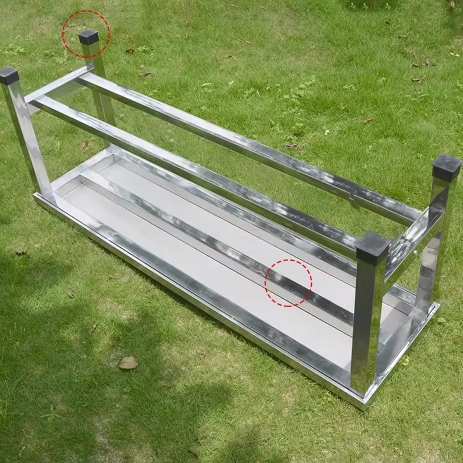 Banc de Jardin Extérieur en Acier INOX 304 sans Dossier, Capacité de 250kg