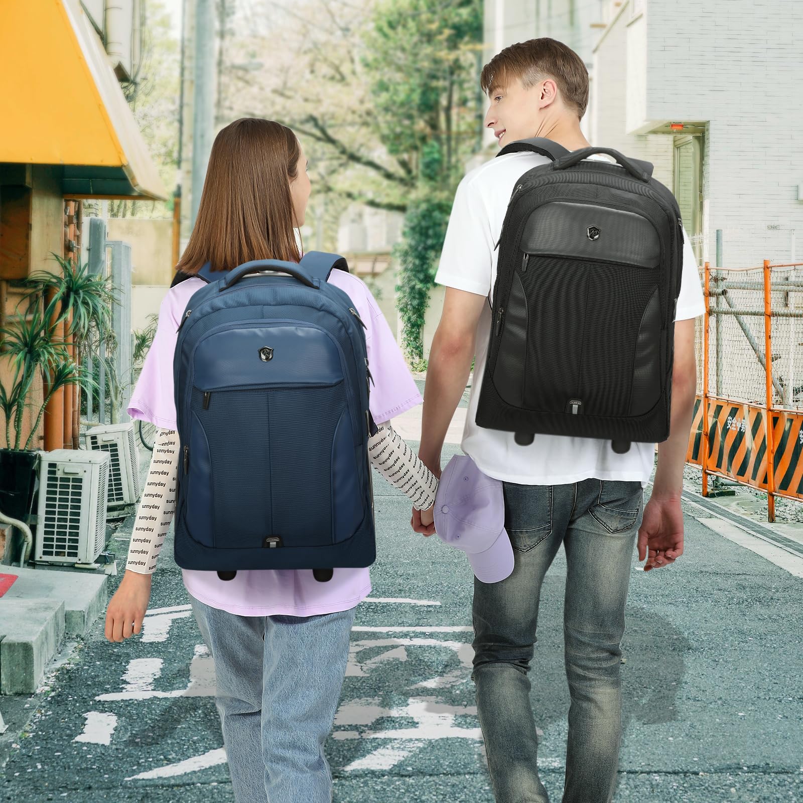 Aoking Zaino multifunzionale con ruote rotanti,affari,viaggi,scuola,escursionismo,picnic,impermeabile