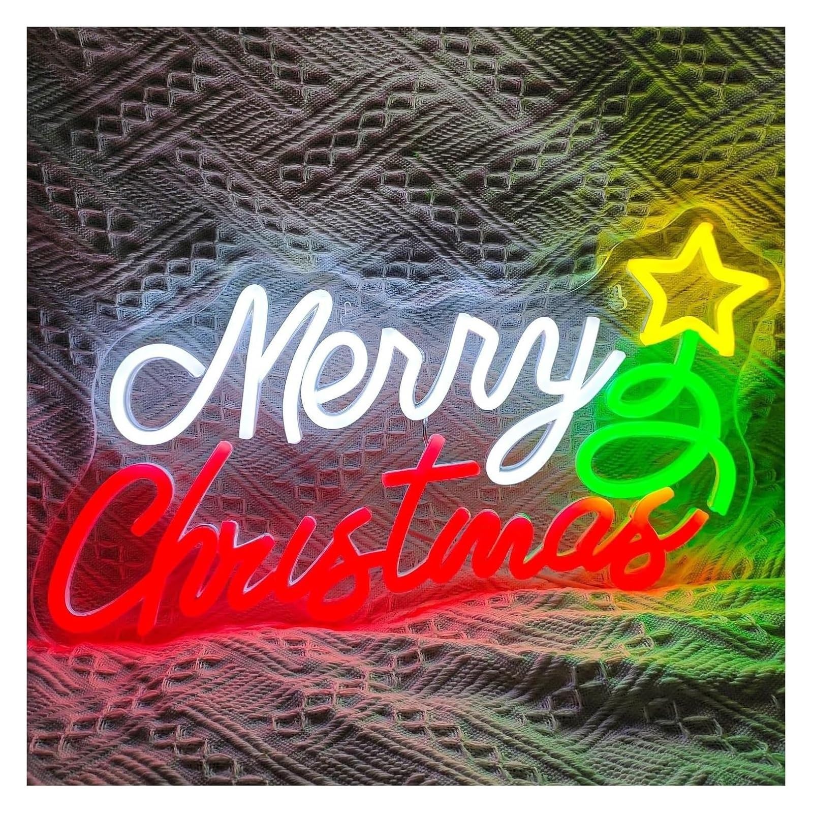 Señal de luz de neón Lámpara relajante con letrero de Feliz Navidad neón y sombrero navideño