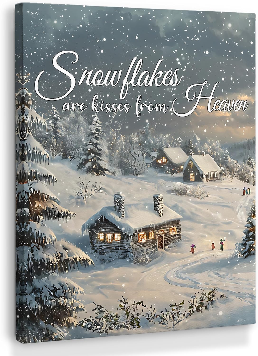 XINCEYWJ Vintage Winter Christmas Wall Art Decor, Farmhouse Christmas Canvas Art Prints Framed, Rustic Winter Cozy Xmas Holiday Pictures Wall Decorations for Home Bedroom Living Room, 11x14 Inches