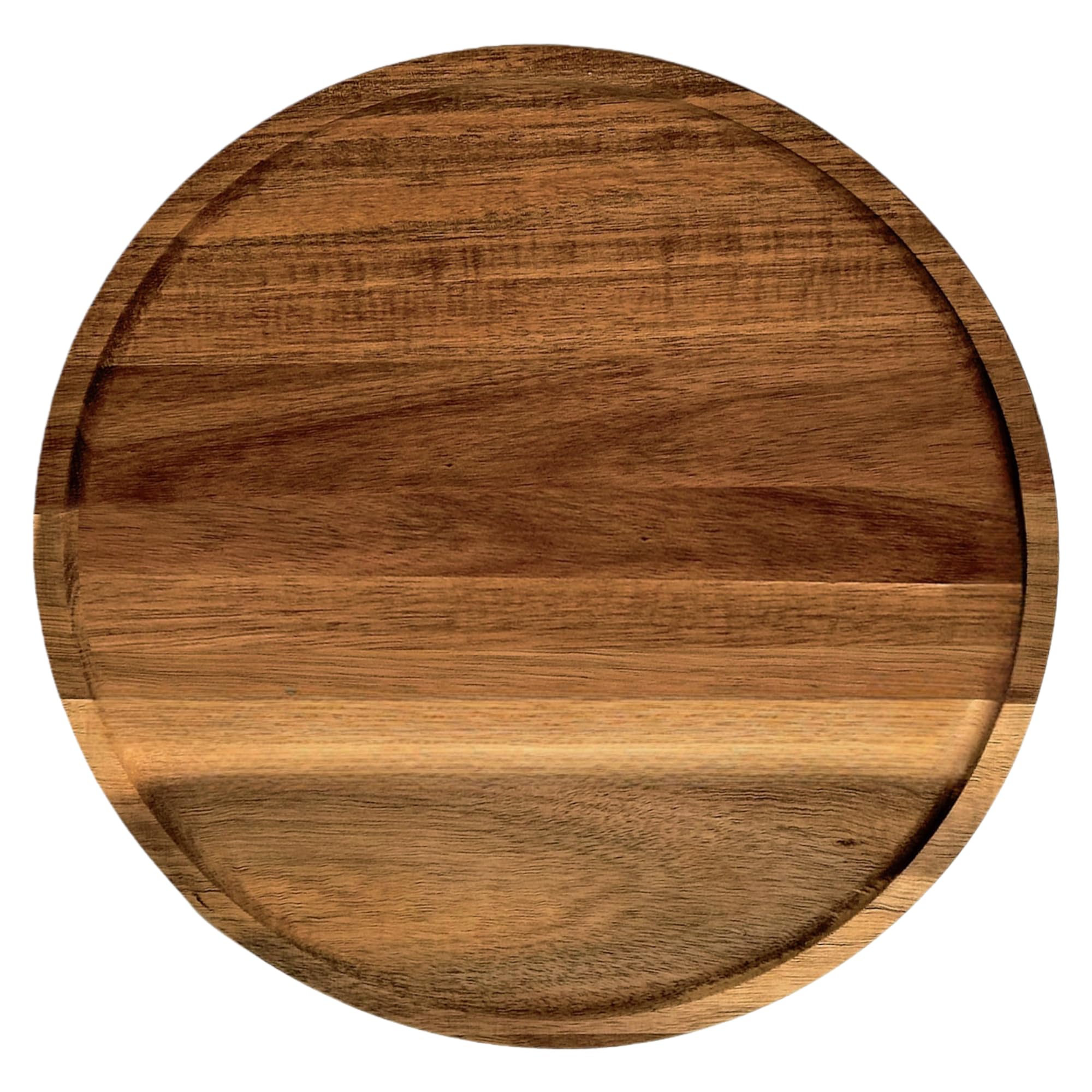 PINXIURY 15.7 Inch Round Wooden Decorative Serving Tray for Coffee Table and