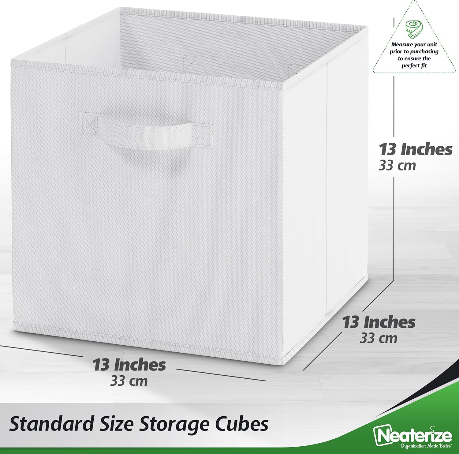 White Fabric 13-Inch Square Storage Cubes, Set of 8