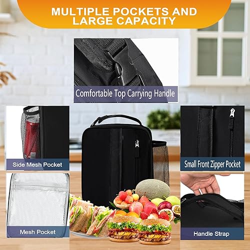 Miniatura 3 de Lonchera aislada para hombres, adolescentes, niños, adultos, portátil, elegante, pequeña, diseño especial para trabajo, oficina, escuela, picnic