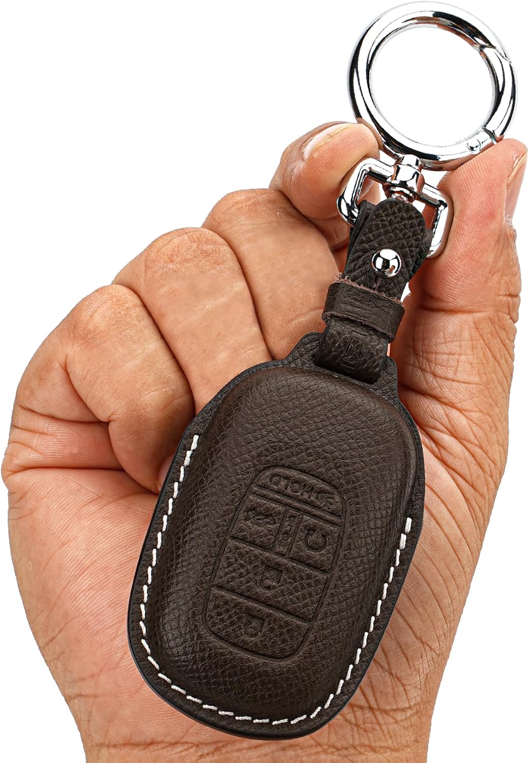 Key Fob Cover, Compatible with Honda Civic Accord CR-V Pilot HR-V, 4/5 Button Smart Remote Protector with Keychain (Dark Brown)