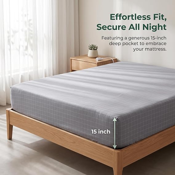 Grounding Sheets King Size | 75% Organic Cotton 25% Pure Silver Fiber for Improved Sleep| Earth Connected Durable Sheets | 15 Deep Pocket with Grounding Cord & Test Pen (Gray, (78.1*80.2*14.9inch))