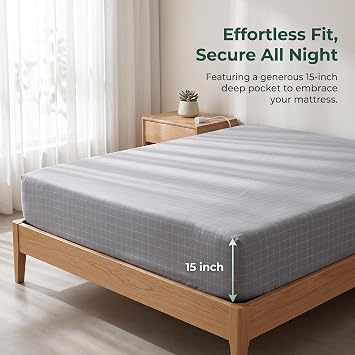 Grounding Sheets King Size | 75% Organic Cotton 25% Pure Silver Fiber for Improved Sleep| Earth Connected Durable Sheets | 15 Deep Pocket with Grounding Cord & Test Pen (Gray, (78.1*80.2*14.9inch))