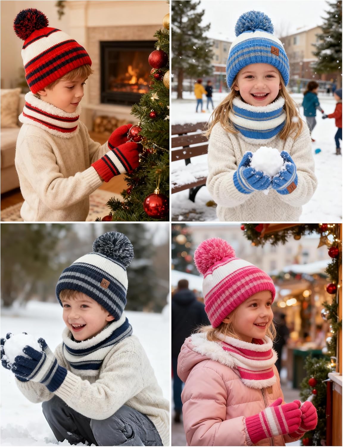 Kids Hat And Gloves Set, Toddler Winter Hat Beanie Scarf Neck Warmer Gaiter Gloves Mittens For Boys Girls Ages 6-8 5t - Image 6