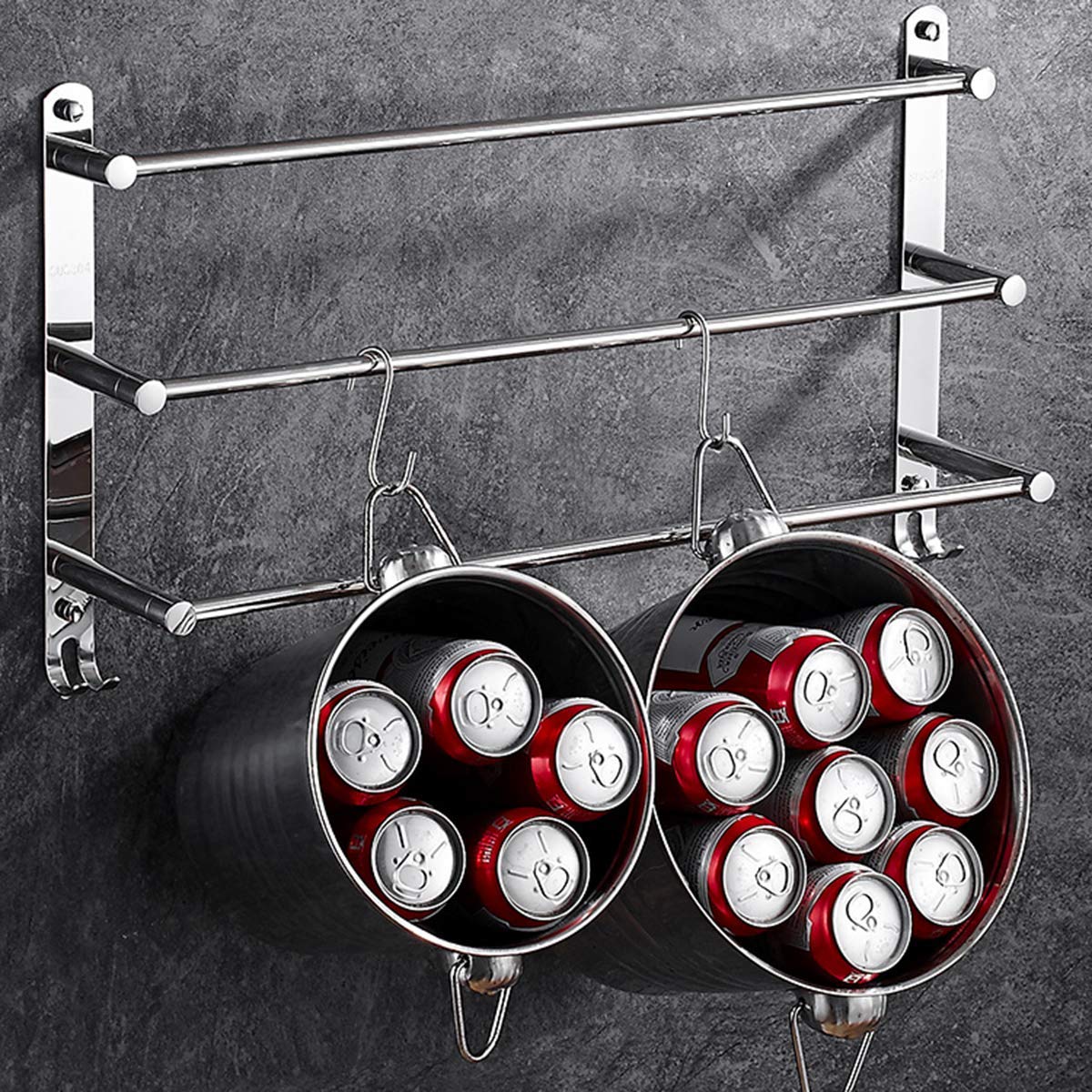 Handtuchhalter, 70 cm 3-Tier Bad Handtuchhalter mit Haken, SUS 304 Edelstahl Spiegel Polieren Wand Handtuchhalter, Handtuchhalter für Küche Bad Toilette Hotel Büro