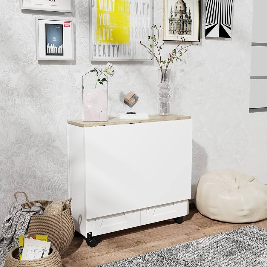 Amazon｜3imothrix モダンホワイト 折りたたみダイニングテーブル 幅